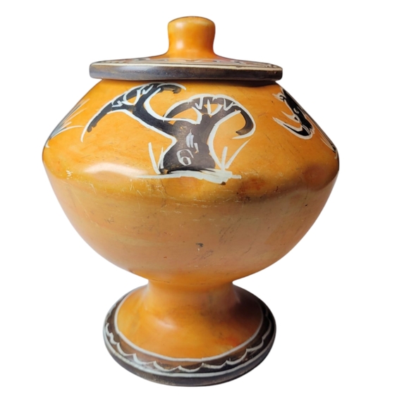 Vintage African Bowl With Lid Kenya - Picture 3 of 16